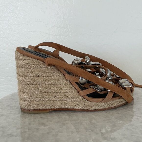 MOVING SALE EVERYTHING MUS GO - Alexander Wang Taylor Suede Wrap Wedge Sandal - Picture 7 of 12